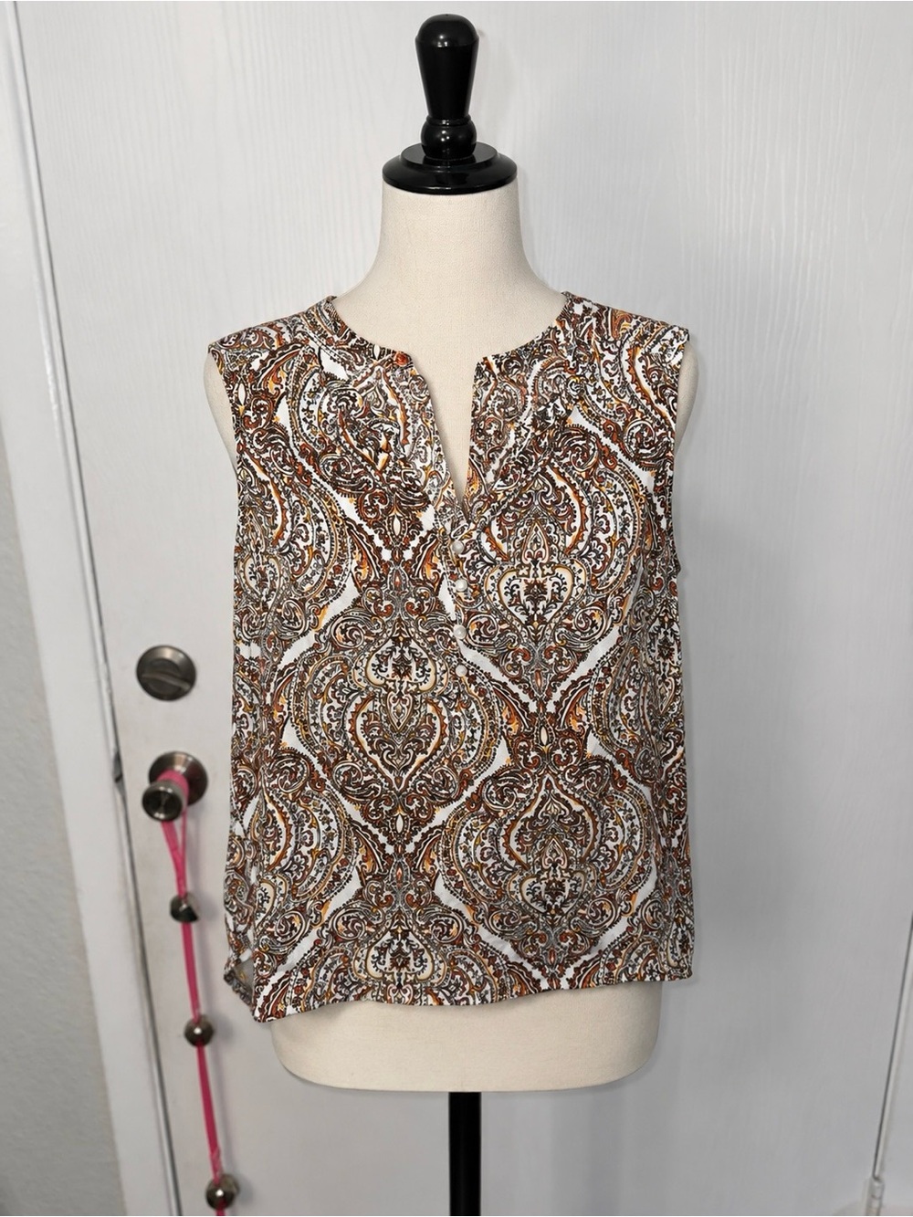 Liz Claiborne Women’s XL Paisley Print Sleeveless Blouse 100% Cotton Boho Casual